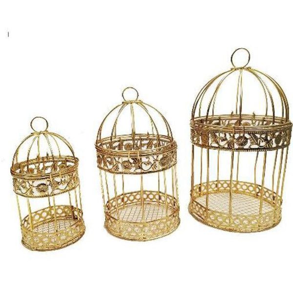 Metallic Bird Cages For Home Decor  (Pack Of 3)