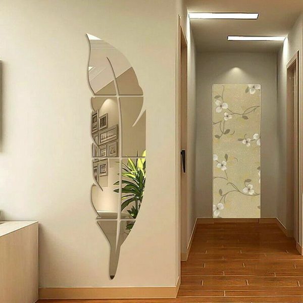 leaf Mirror Silver Home Wall Art