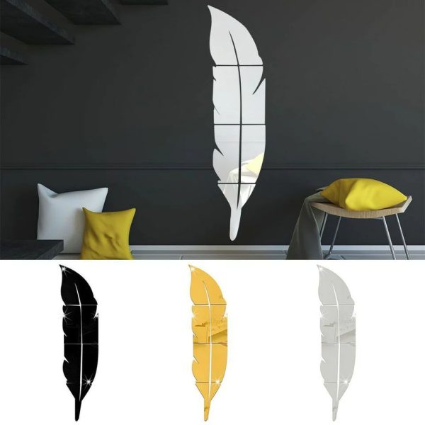 leaf Mirror Silver Home Wall Art